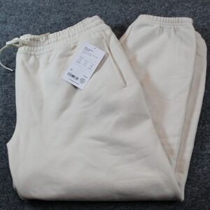 Athleta Easy Fleece Jogger Pants Natural‎ Cream Color Size Large NWT